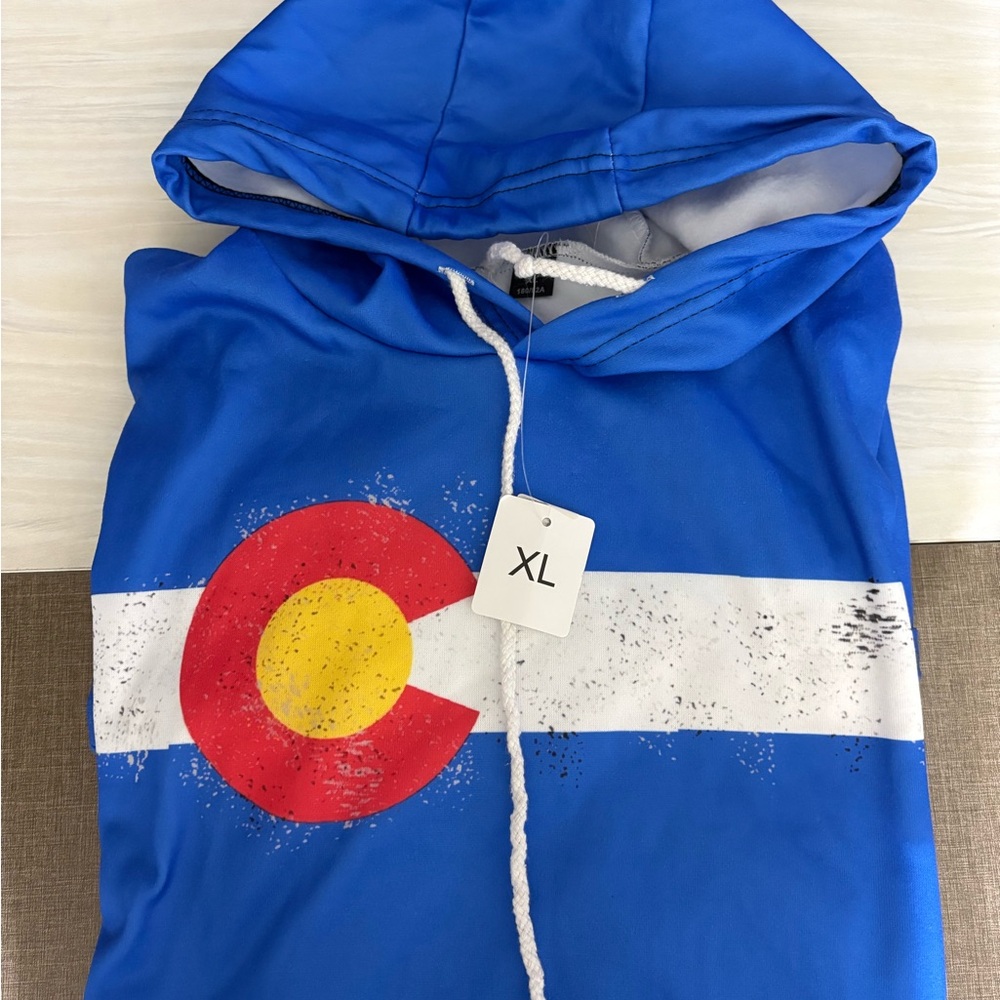 Blue Kids Hoodie with Colorado Flag Design